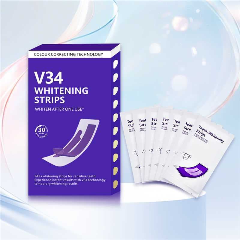 New V34 Purple Teeth Whitening Strips V34 Whitening Strips Purple Color Correction Fast Whitening Teeth Strips