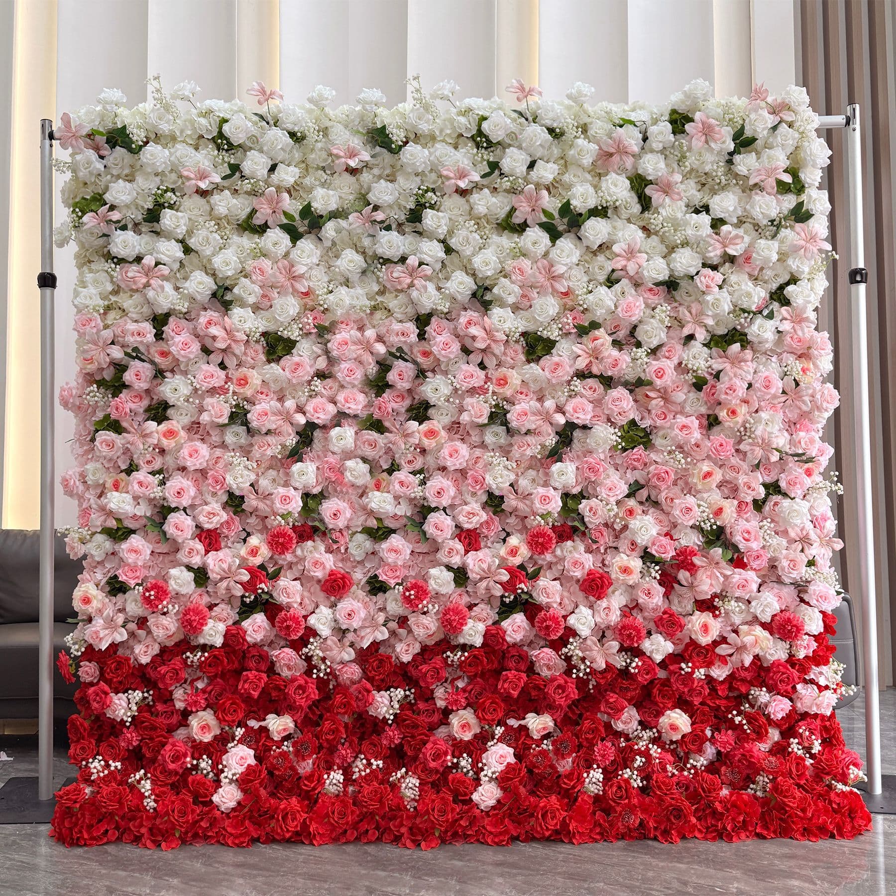 Cross-border flower wall gradient pink background wall simulation flower wall wedding decoration hotel layout props background flower wall