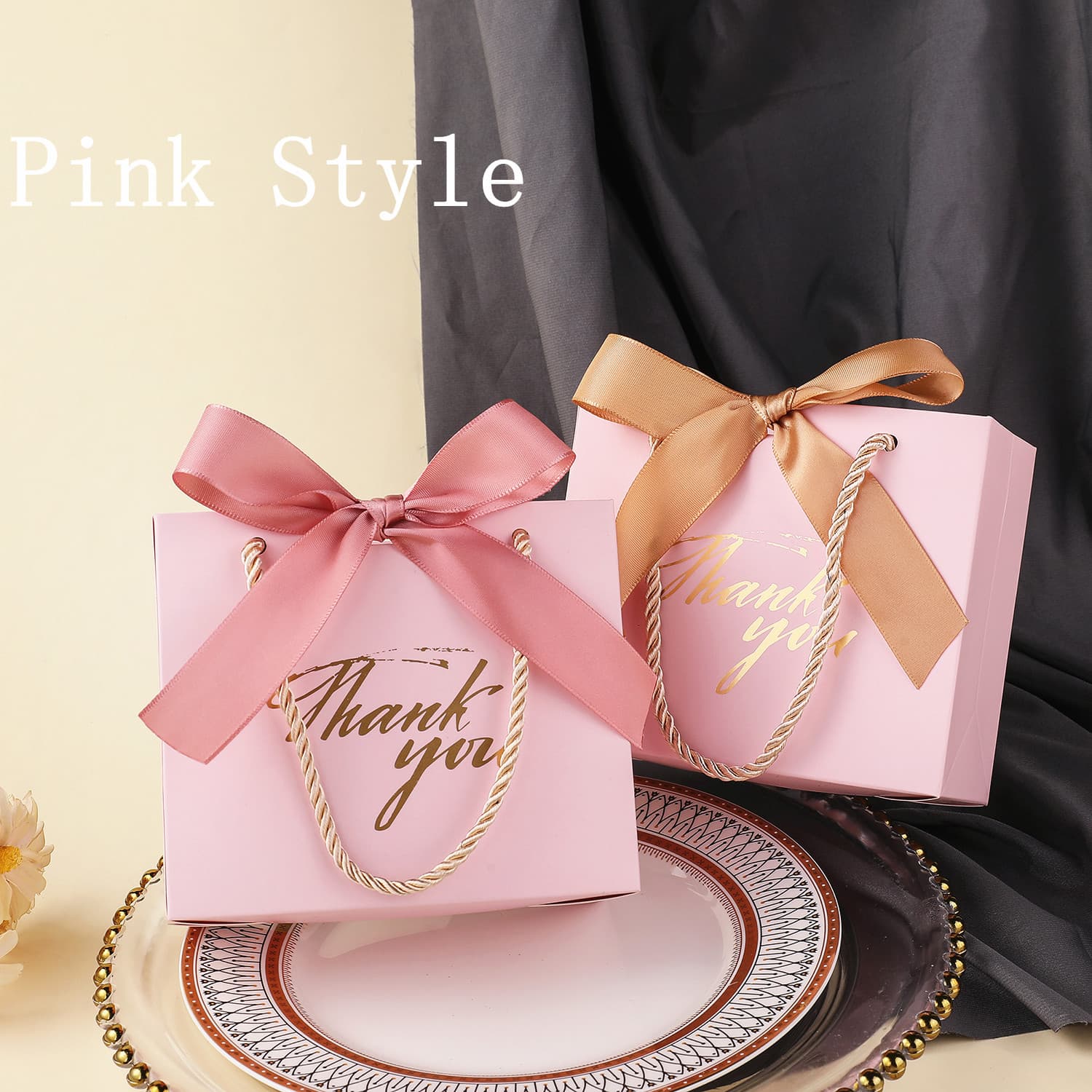 Creative Sweet Princess Style Pink Wedding Candy Box Packaging Fresh Floral Design Handheld Gift Bag Favors Party Supplies