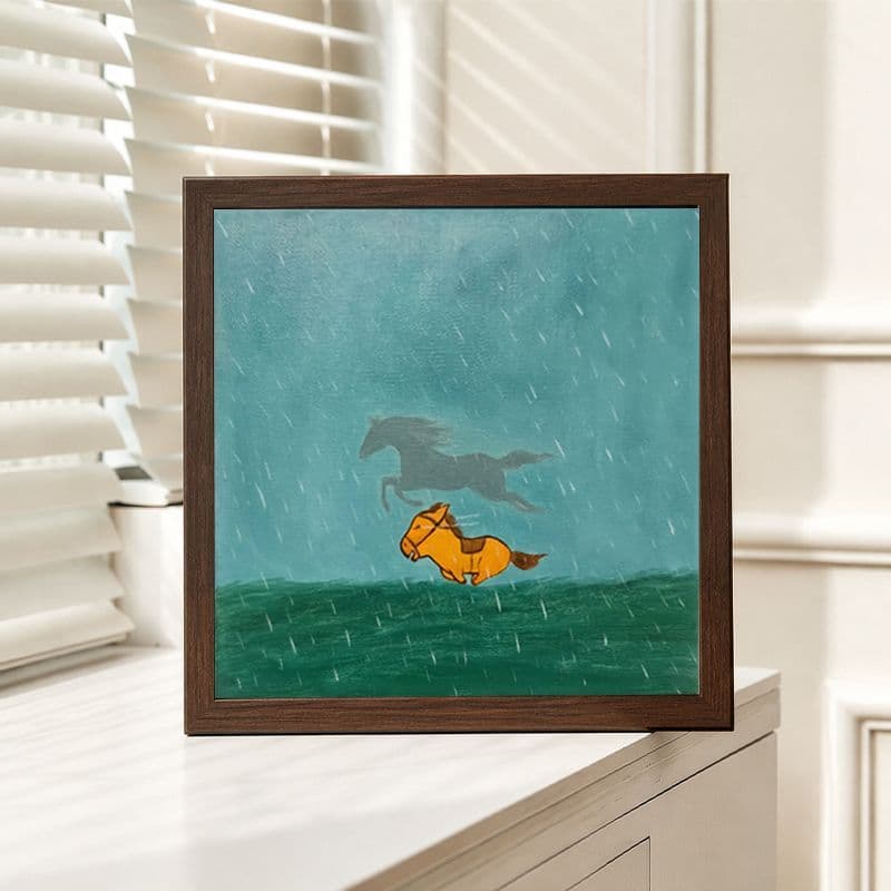 The Bravest Little Horse" Chinese Inspirational Healing Children's Room Decorative Painting, Nordic Style Minimalist Dining Room Photo Frame