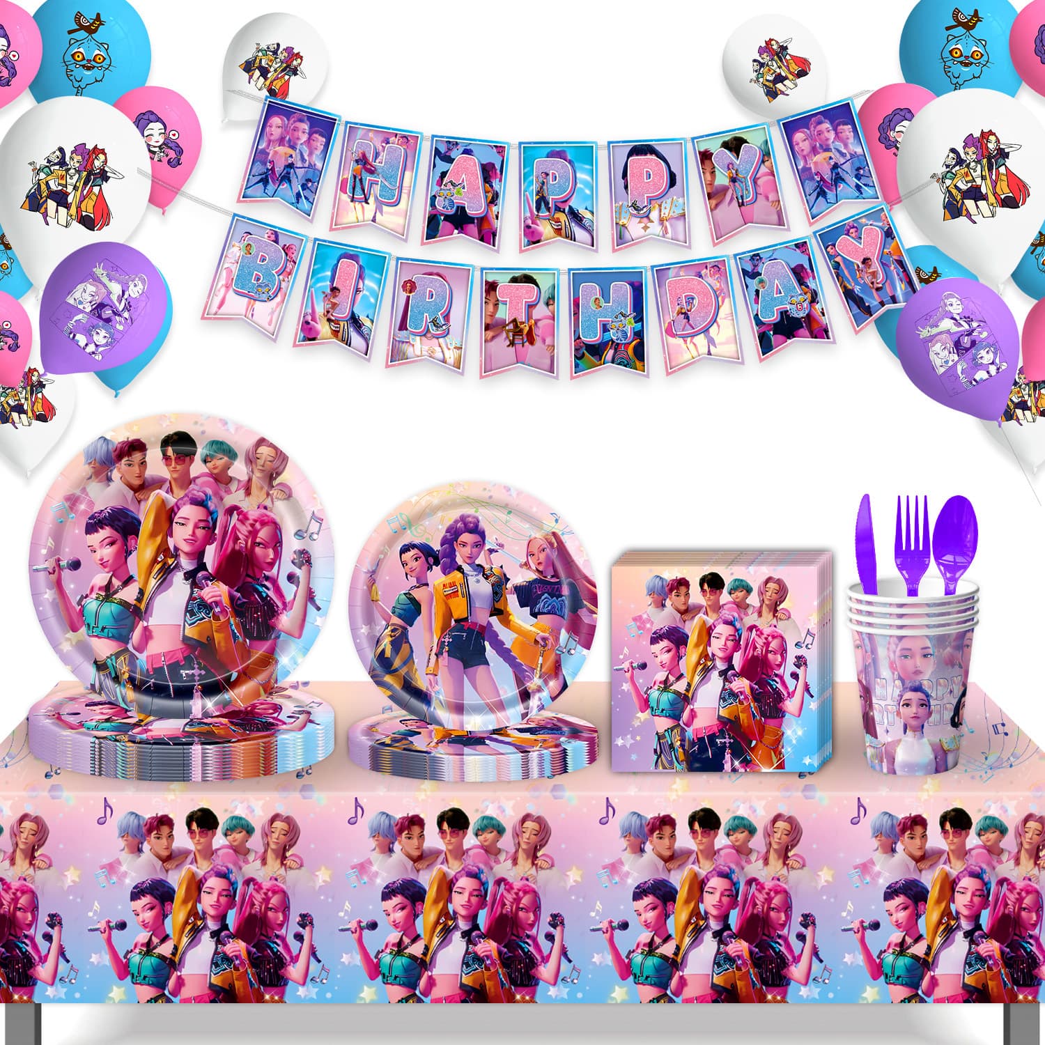 Amazon's hottest witch hunter girl group themed party supplies kpop girl group decoration props tableware banner