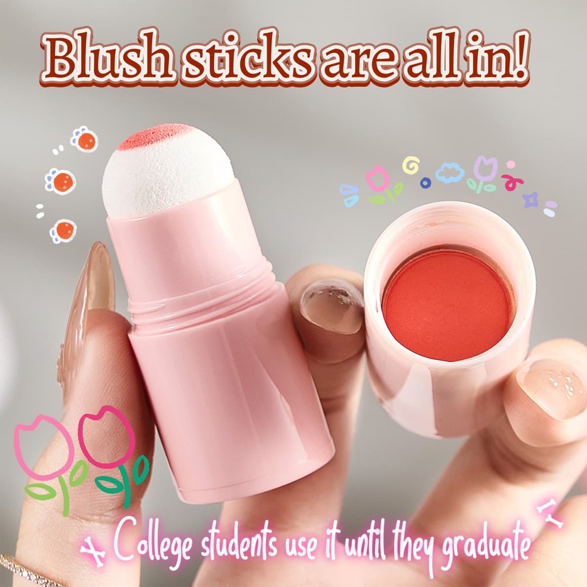 OCHEAL Cross-border Single Color Blush Contour Stick Natural Matte Long-lasting Cheek Highlighter Multi-functional Makeup Stick