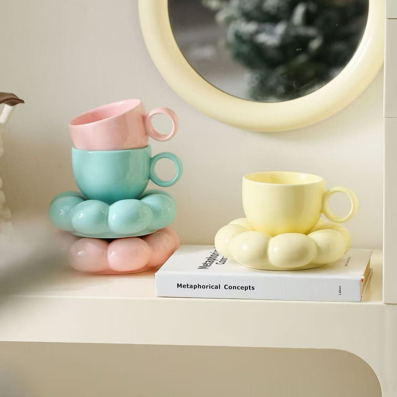 Cross-border Ceramic Coffee Mug, Niche High-End Aesthetic Home Water Cup, Ins-Style Macaron Ceramic Mug