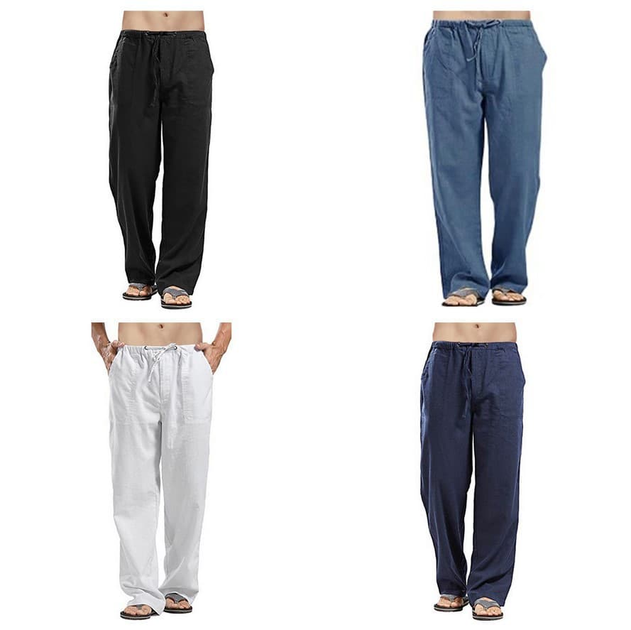 Cross-border AliExpress Amazon 2022 European and American men's clothing linen casual pants spring and autumn men's cotton and linen casual trousers