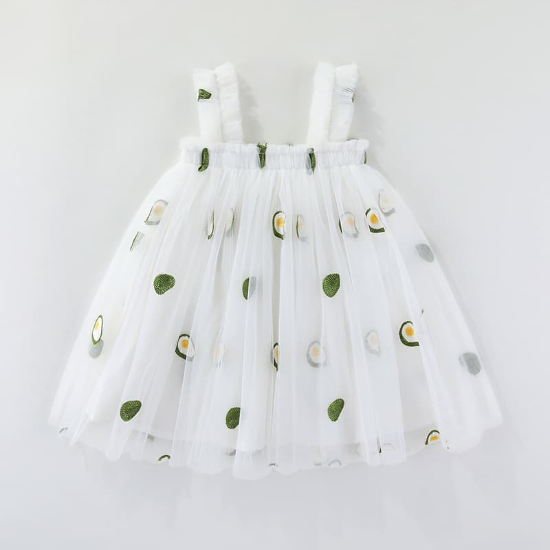 Girls Summer Sling Mesh Skirt Embroidered Dress Wrapped Breast Dress Skirt Foreign Trade Amazon Hot Sale