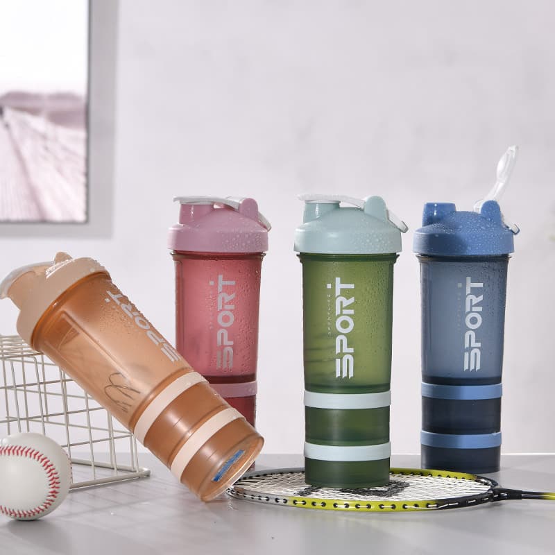 Macaron Three-Layer Shaker Cup with Handle for Protein Shake, Smoothie Mixing, Outdoor Fitness Water Bottle, Customizable Logo