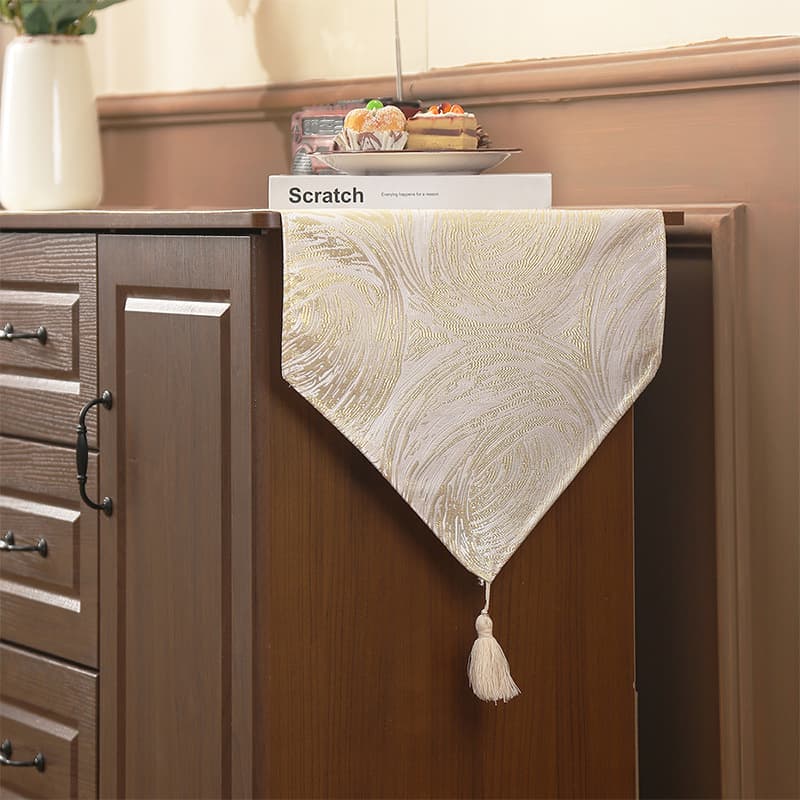 Cross-border New Chinese, American, French Light Luxury Gold Foil Embroidery High-End Table Runner for Coffee Table, Dining Table, Sideboard