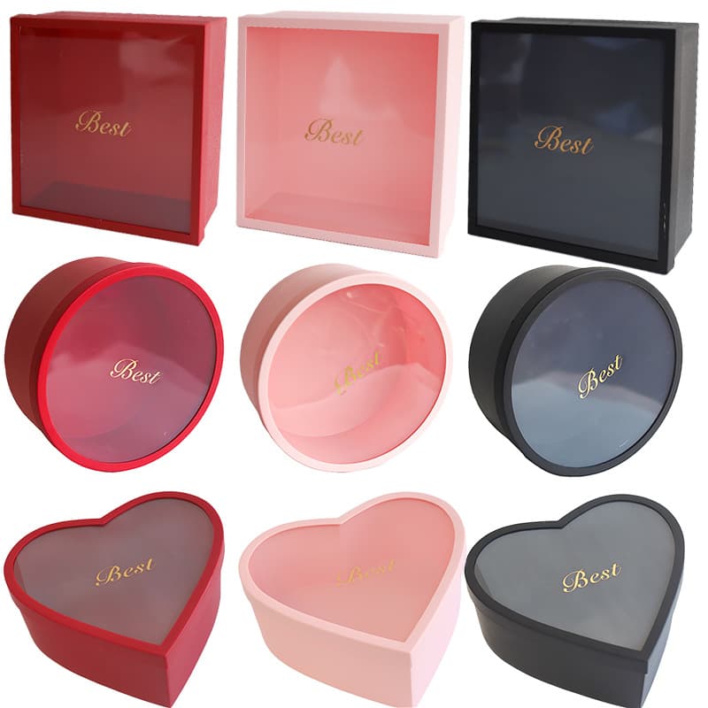 Six-Gift Bundle Waterproof Window Gift Box, Square Round Heart-Shaped Box, Romantic Gift Packaging Box, Floral Wholesale