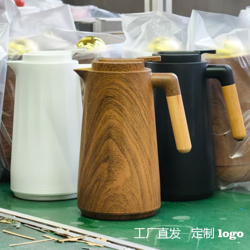 Cross-border thermal kettle household wooden handle large-capacity coffee pot dormitory thermos bottle hot water kettle thermal kettle cup convenient