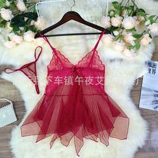 Sexy Lingerie Women's Soft Sheer Deep V Lotus Root Lace Slip Dress Mermaid Nightgown Wholesale