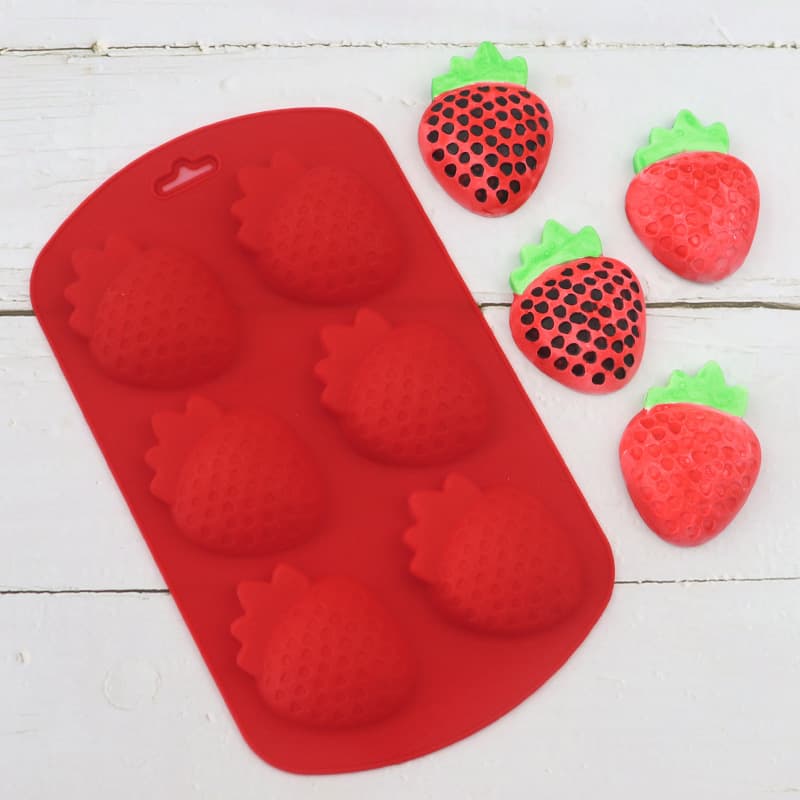 Star Cafe 6-Piece Strawberry Silicone Cake Mold Pudding Jelly Mold DIY Chocolate Mold Handmade Soap