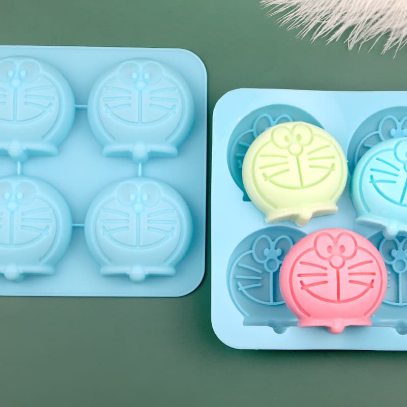 Tangbao In Stock 4-Pack Cartoon Cat Head Silicone Soap Mold Cold Process Handmade Aromatherapy Mold DIY Baking Cake Mold