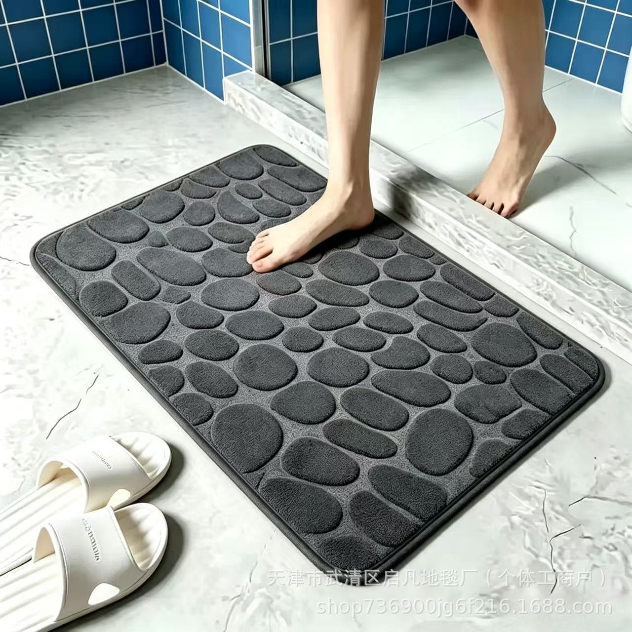 Cross-border Goose Thickened Pebble Embossed Bath Mat Non-slip Water-absorbing Mat for Shower Area Bathroom Entrance