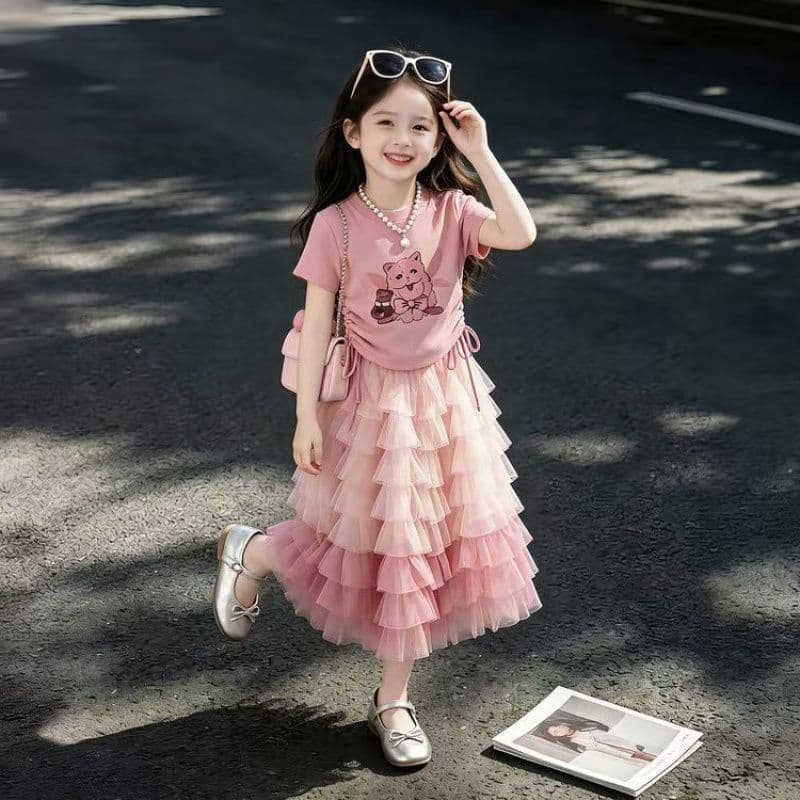 Zhili children's clothing set children's clothing girls retro student Chinese style fairy slim fashion girl spring and summer mid-length style