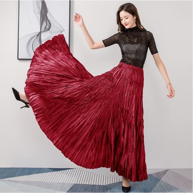 2025 Autumn New Arrival [Buyao Skirt] High-Waist Pleated Beaded Flared Tang-Style Dress