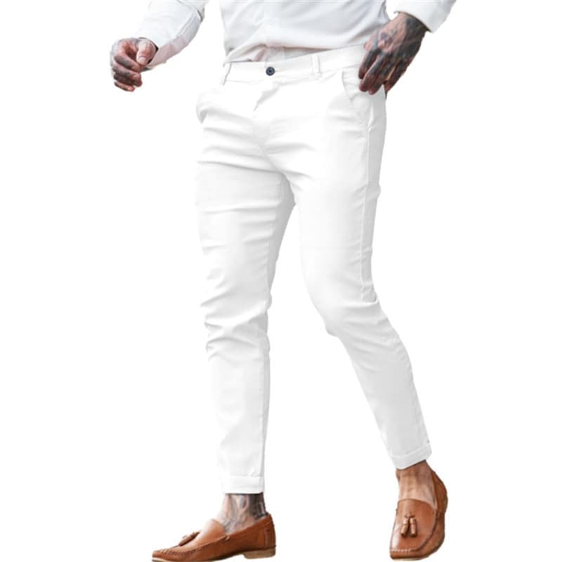 Foreign Trade 2025 European and American Spring and Autumn New Men's Solid Color Dress Pants Business Casual Pants Slim Fit Formal Dress Pants