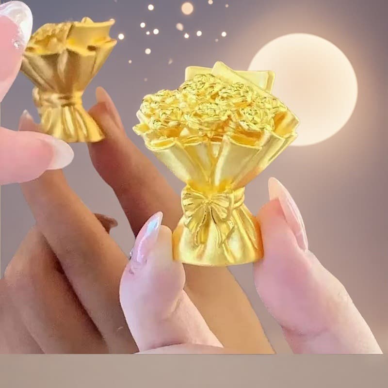Golden Rose Ornament Gold Rose Light Luxury Qixi Valentine's Day Gift for Girlfriend Classic Elegant Style