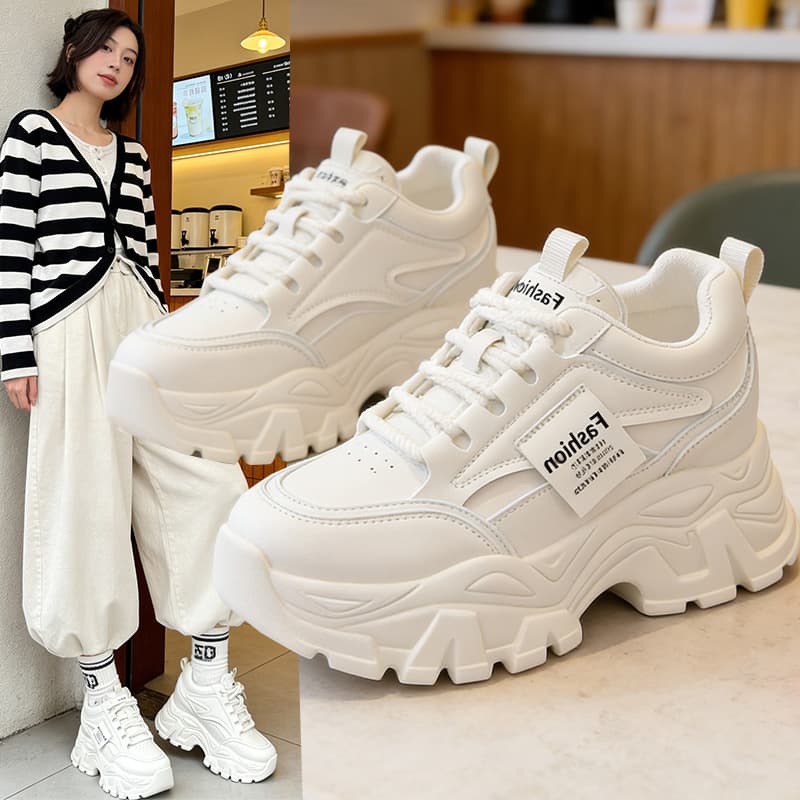 Soft-soled thick-soled heightening dad shoes for women 2026 spring and summer new style white shoes for women sports shoes for women casual shoes trendy