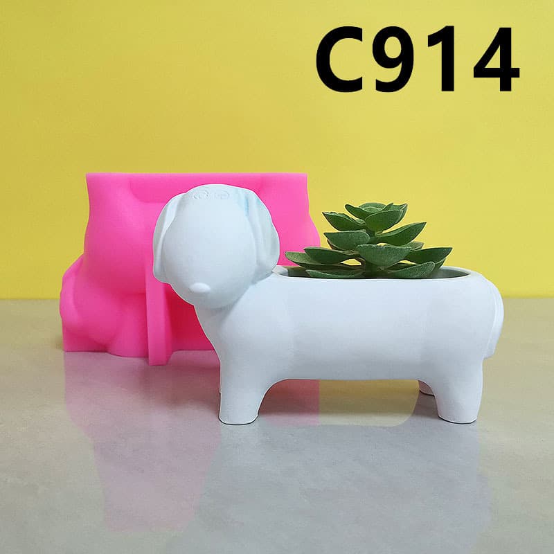 Slim Dog Silicone Mold DIY Succulent Plant Pot Handmade Home Indoor 3D Decoration C914