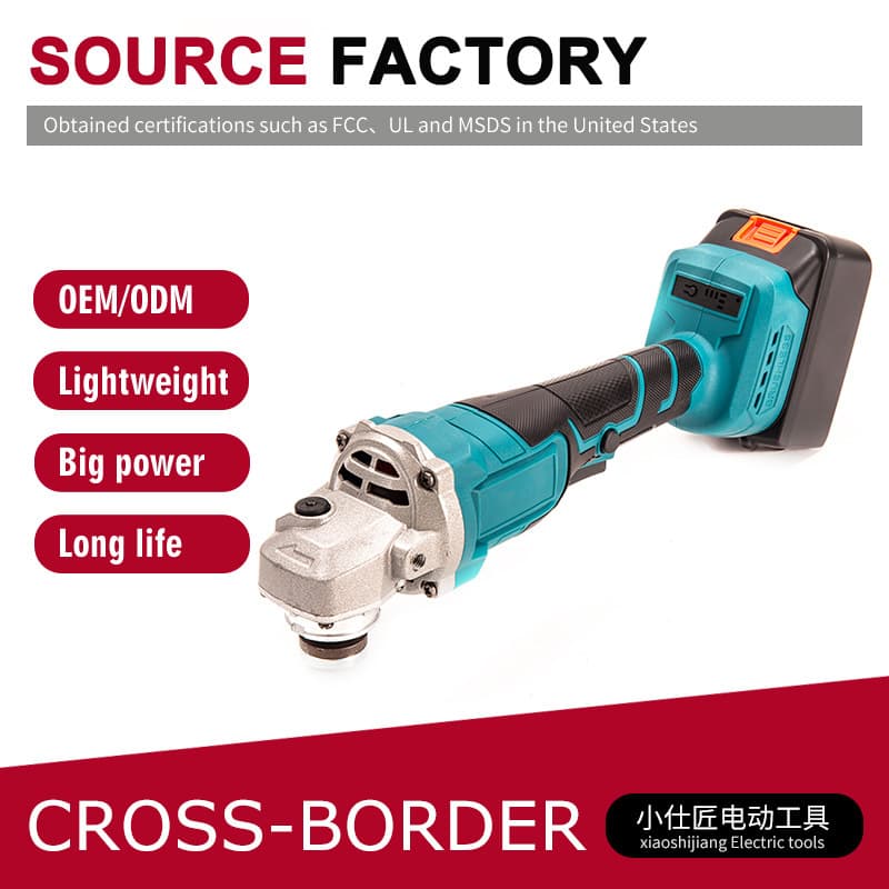 Cross-border Lithium Power Tool Brushless Angle Grinder High Power Industrial Grade Plastic Case One Battery One Charger Cordless Angle Grinder