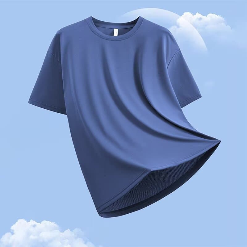 Men's Short-Sleeve Summer Thin Round-Neck Loose Solid Color T-Shirt Trendy Versatile Men's Top Cheap Wholesale from Manufacturer