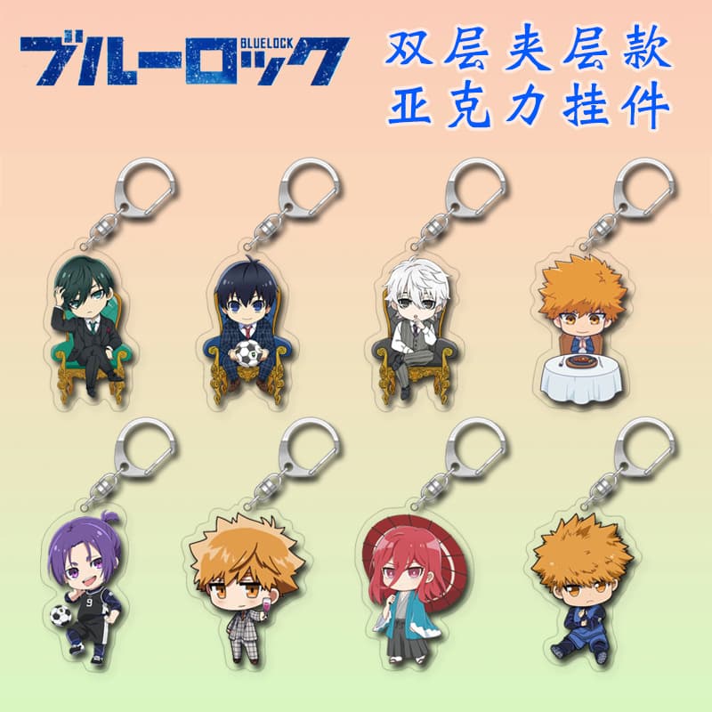 Double-Layer Blue Lock Keychain Insert Style Pendant Anime Small Gift Custom Anime Star Pendant