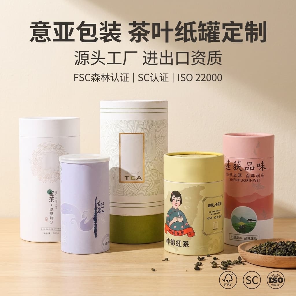 Custom Cylindrical Tea Paper Canister Food Packaging Paper Tube Customized Incense Paper Tube Tea Round Paper Canister