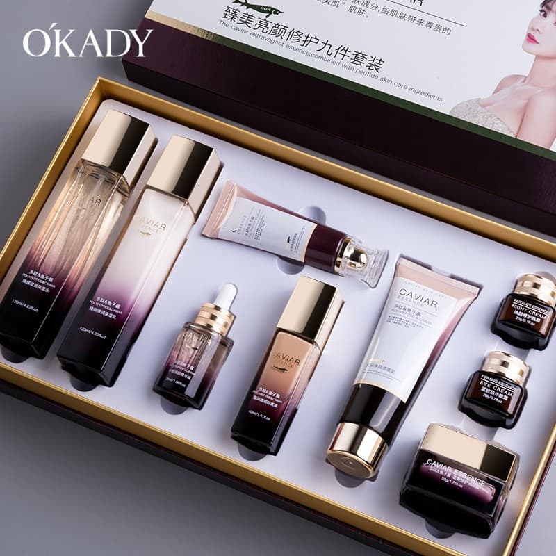 Ou Pei Zhenmei Brightening Repair Nine-Piece Caviar Single Product Separate Packaging Water Emulsion Moisturizing Skin Care Products