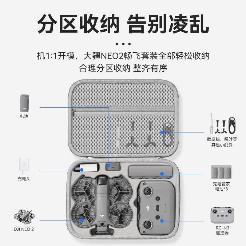 Hard shell waterproof and drop-proof storage bag for DJI NEO2 palm drone