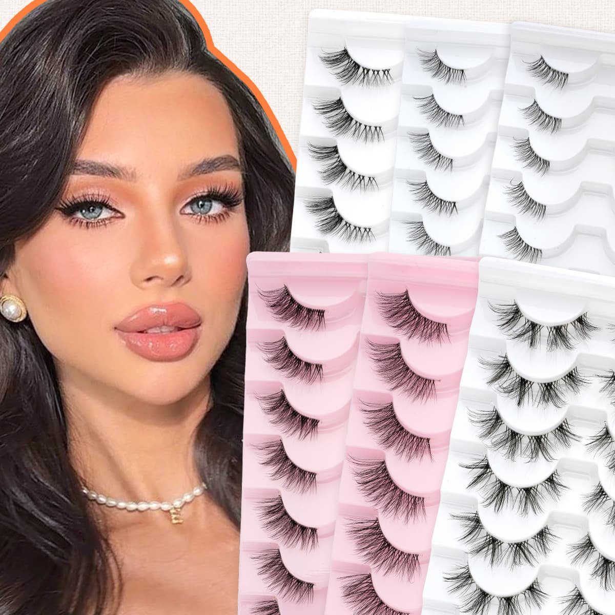 New product 7 pairs of false eyelashes, half-crossed eyelashes, natural and thick, nude makeup, European and American cat eye false eyelashes wholesale