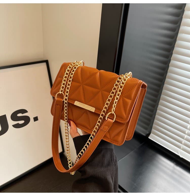 2026 New Women's Crossbody Bag, Trendy Diamond Quilted Chain Handle Small Square Bag, Textured Casual Shoulder Bag