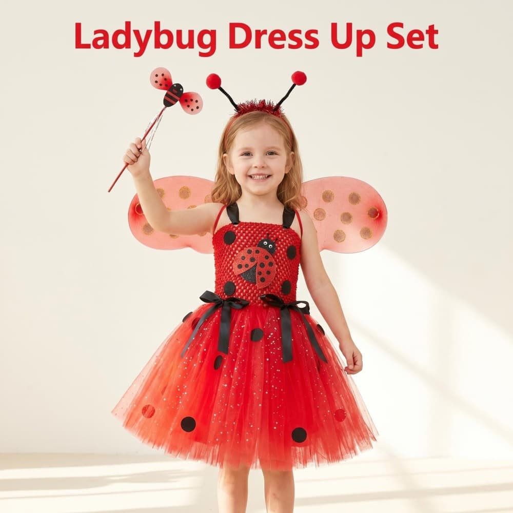 Cross-border children's insect costumes cartoon seven-star ladybug dress Halloween girls' beetle performance suit