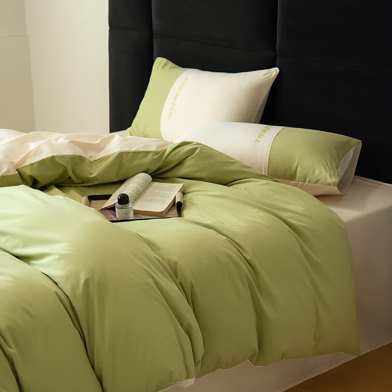 Ins Style Minimalist Class A Autumn/Winter Cotton Brushed Four-Piece Set Embroidered 100% Pure Cotton Thickened Bed Sheet Duvet Cover Bedding 4