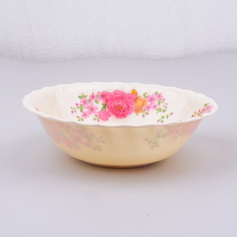 Melamine Bowl 5 Inch Small Bowl Export Rose Flower Decal Bowl 2 Yuan Store Wholesale Round Bowl Scalloped Edge Small Bowl Salad Bowl Lightweight