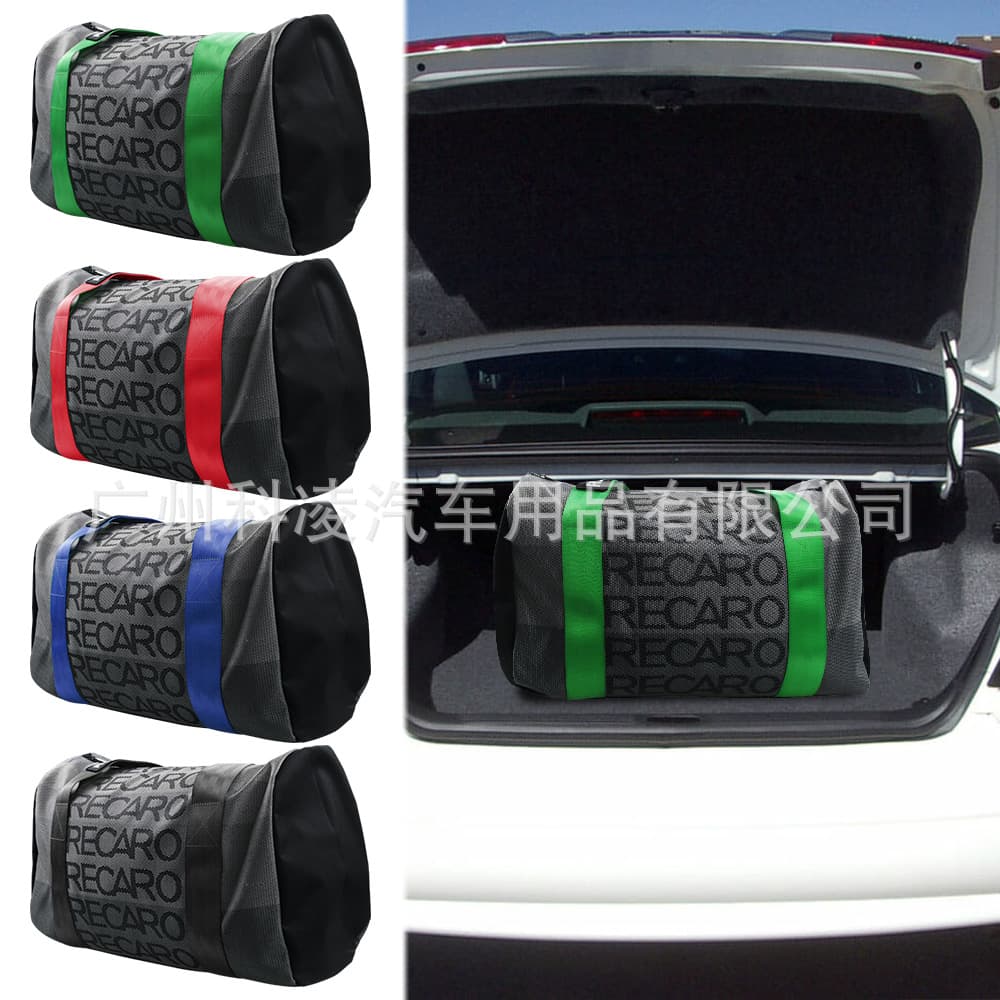 Recaro modified fabric luggage bag, JDM style canvas crossbody bag, outdoor travel tote bag