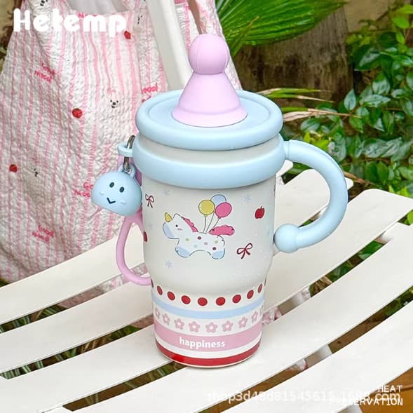 Women's Stainless Steel Insulated Tumbler Large Capacity with Handle Portable Ice Tumbler with Scale Office Cup Business Gift