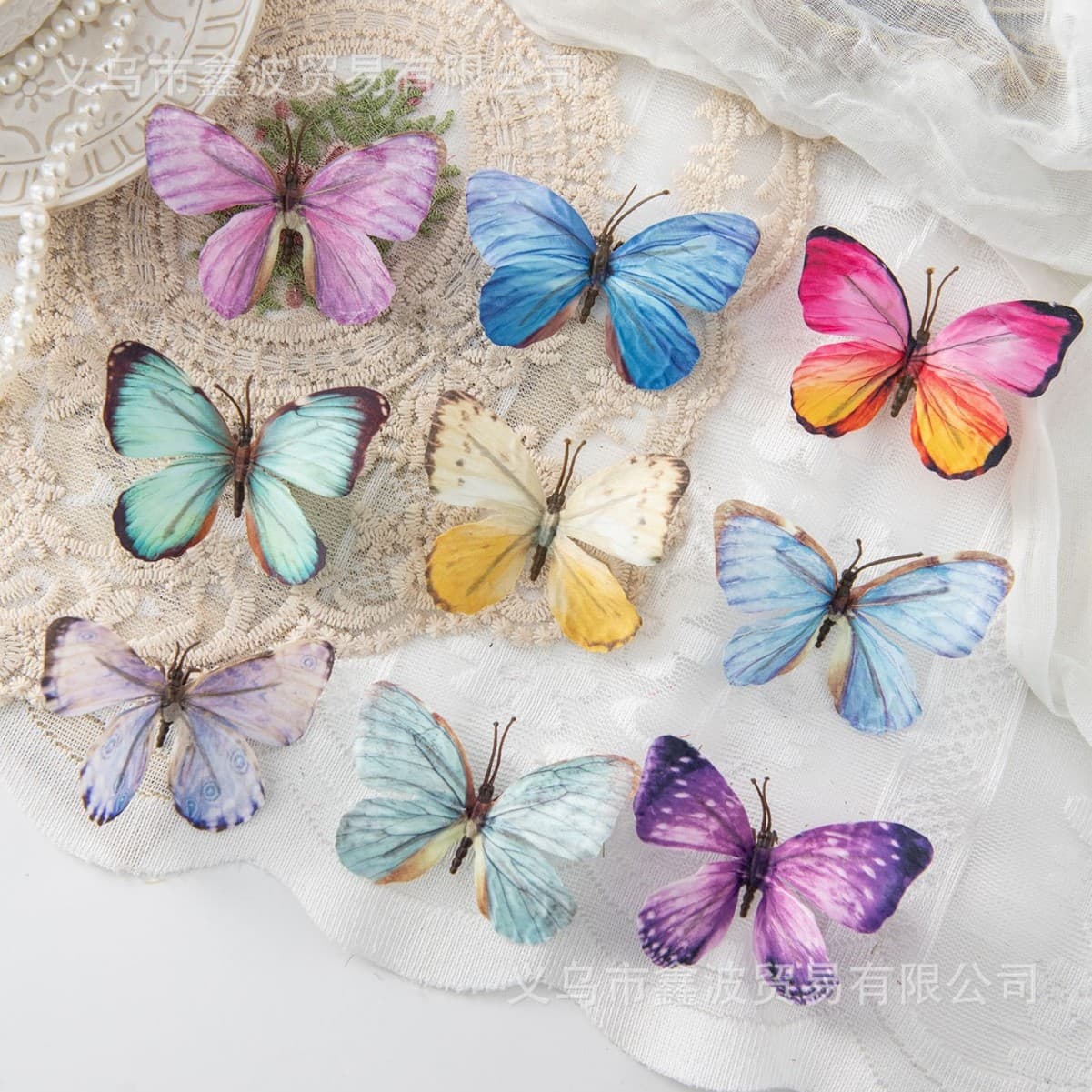 Simulation Butterfly Flower Head DIY Decoration Material Decorative Butterfly Wall Arrangement Artificial Flower Single Stem Ins Style Photo Prop
