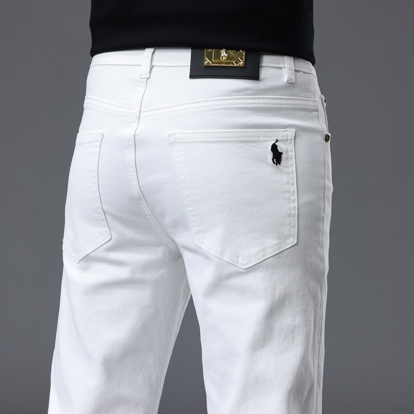 Guangzhou Xintang Men's Jeans Cotton Stretch Korean Slim Straight High-End Cross-Border European Embroidery Trendy White Pants