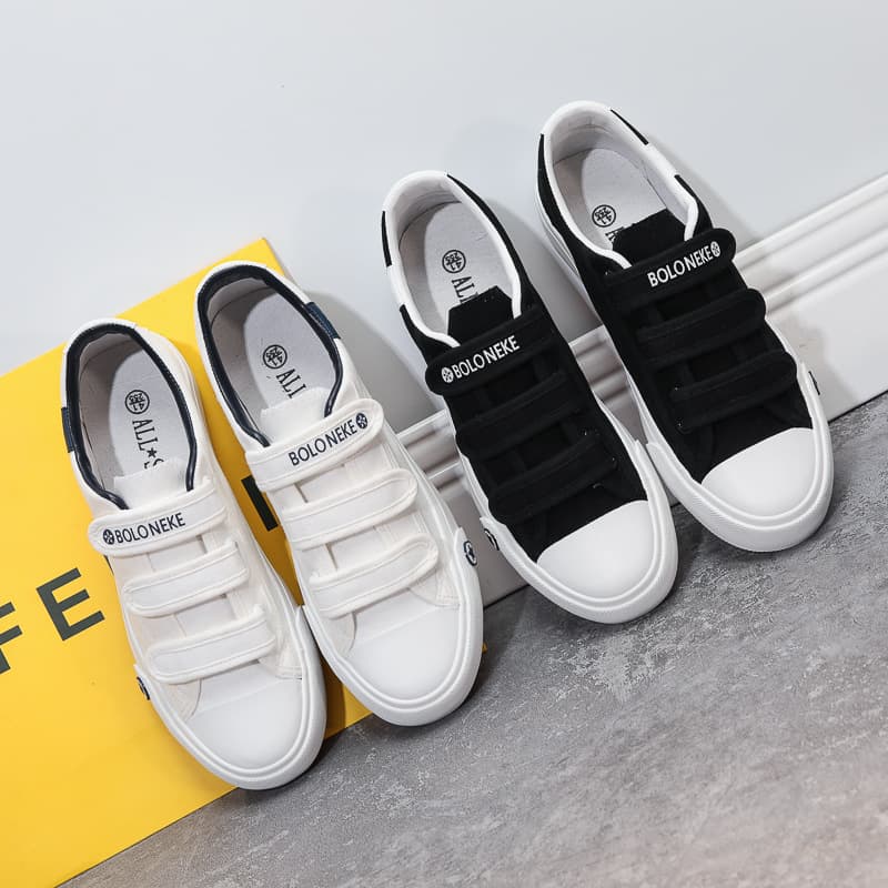 2024 Autumn New Men's Canvas Shoes, Men's Shoes with Velcro, Lazy Shoes, Breathable Casual Sneakers for Middle School Students