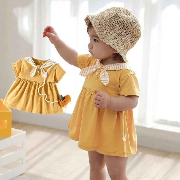 Girls Cotton Summer Dress New Short Sleeve Baby Korean Princess Dress Children Skirt