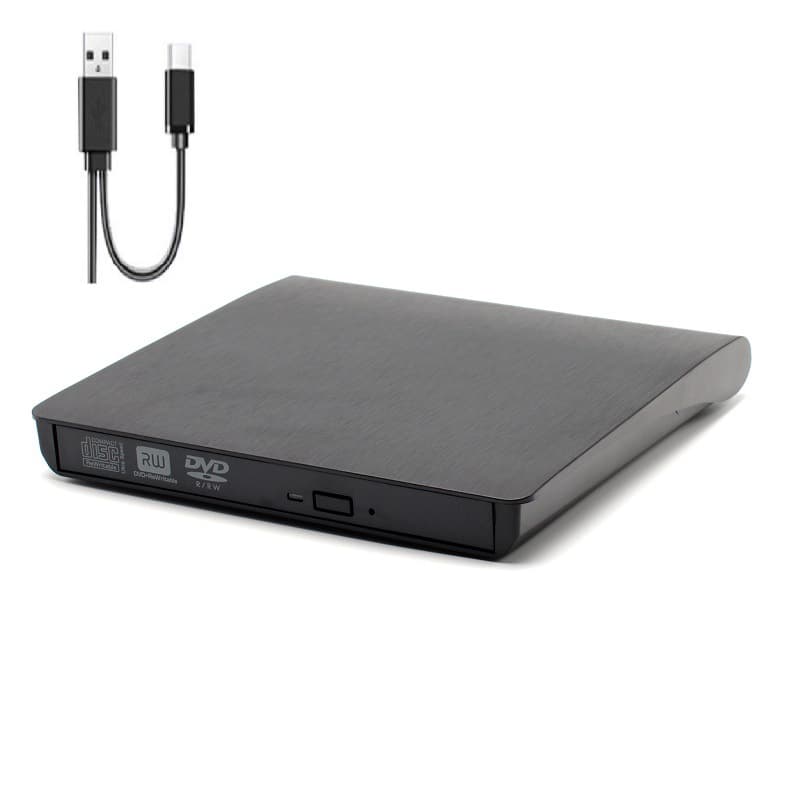 Dual Interface Type-C+USB External Optical Drive Box for Laptop and Desktop External Mobile Brushed Optical Drive Box
