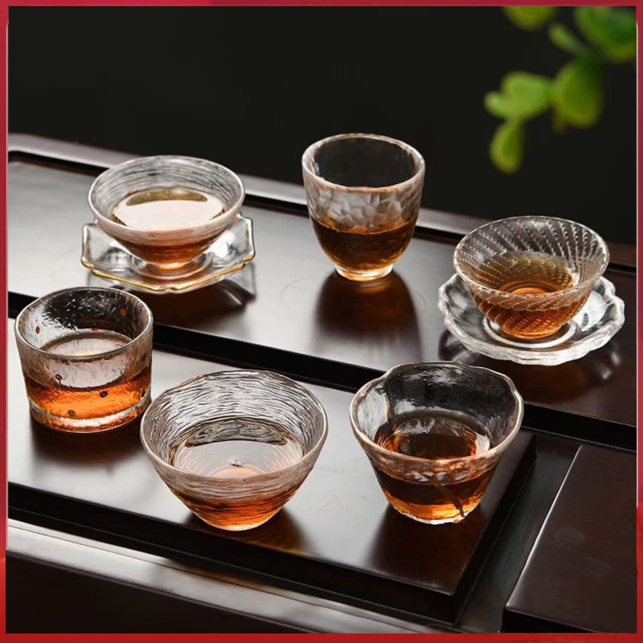 Japanese-style host Gongfu single cup, pure handmade glass cup/tea cup, small gold-traced hammer pattern water cup/wine cup
