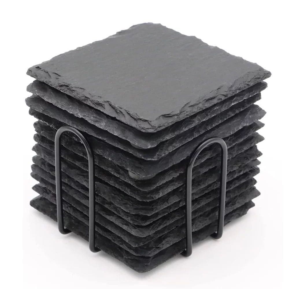 Natural Rock Coasters Japanese Slate Coasters Heat-Insulating Mats Bar Whiskey Stone Coaster Set Wholesale