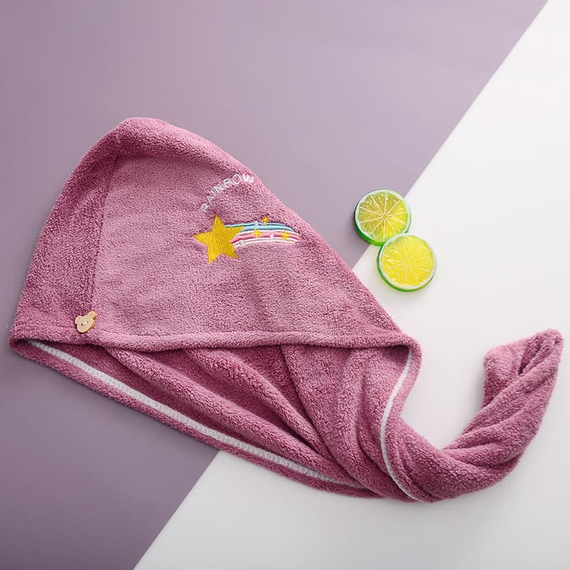 Cartoon Avocado Coral Velvet Wrap Bath Cap, Absorbent Soft Hair Towel, Fruit Embroidery Coral Velvet Quick-Dry Hair Cap