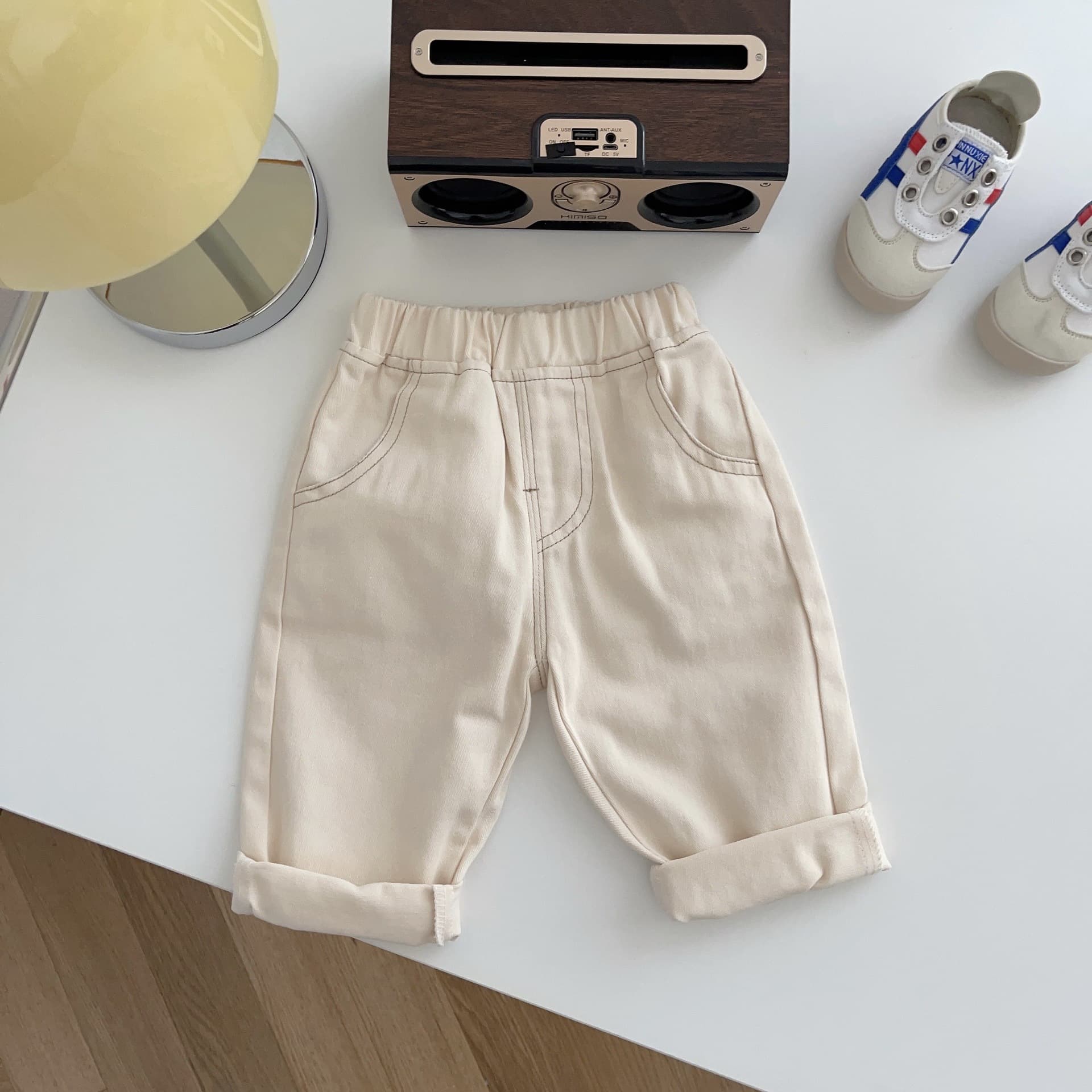 Kids Solid Color Jeans for Spring and Autumn, Simple Soft Casual Pants for Baby Boys, Korean Style Toddler Versatile Trendy Pants