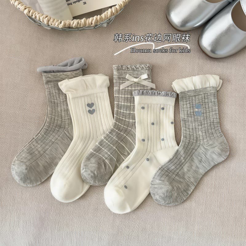 Girls socks spring and summer thin mesh children's lace princess socks Korean version ins girls summer versatile mid-calf socks