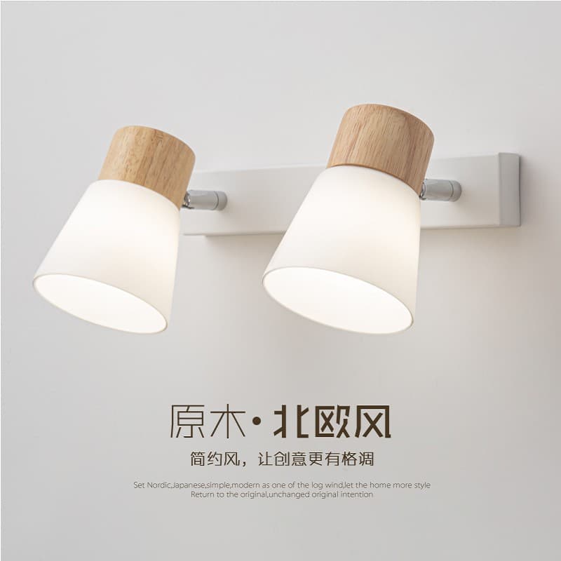 Modern minimalist LED bedroom bedside glass wall lamp Nordic study bathroom mirror front double head lamp hotel corridor lamp