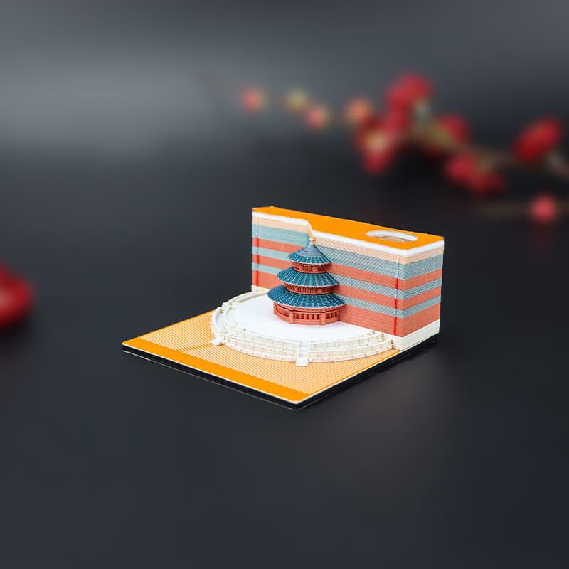 W8F 3D Sticky Notes Scenic Spot Building Creative Paper Carving Cultural Souvenir Gift Hollow 3D Hand-Tear Memo