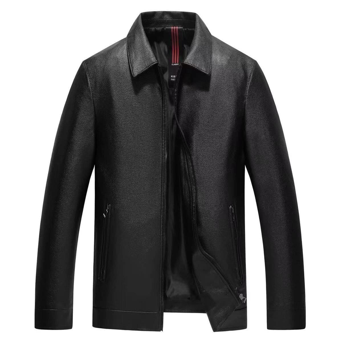 High-End Men's Leather Jacket Middle-Aged Business Trendy Faux Leather Men's Korean Style Jacket - 036