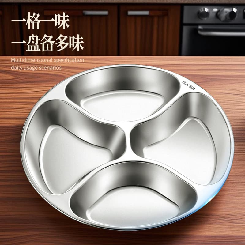 304 stainless steel fast food trays adults students compartment lunch boxes meal plates office workers canteen food serving trays meal containers bowls
